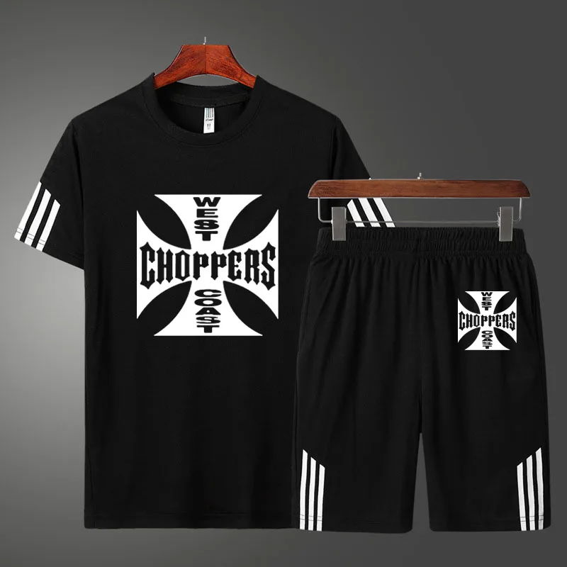 

Fashion West Coast choppers Printing Men's T-shirt Summer Casual High Quality Cotton Men's short sleeve + shorts two-piece suit