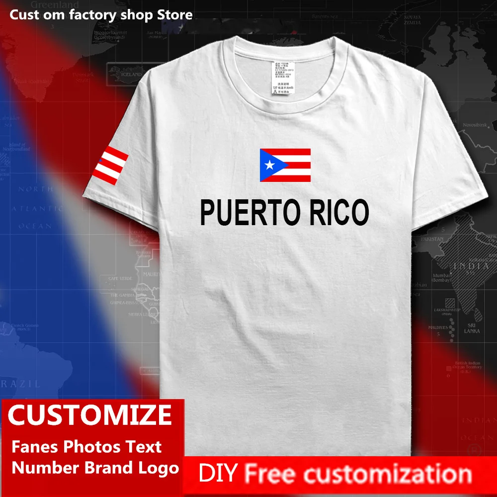 

Puerto Rico T shirt Custom Jersey Fans DIY Name Number Brand LOGO Tshirt High Street Fashion Hip Hop Loose Casual T-shirt PRI PR
