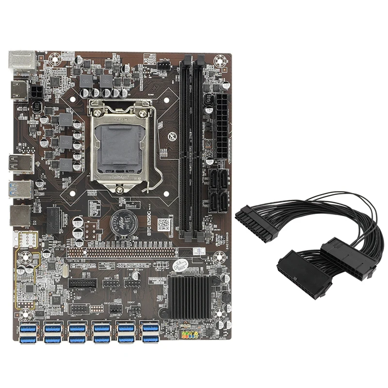 

Материнская плата B250C для майнинга BTC, 12 USB3.0 к PCI-E 16X, графический слот LGA 1151 DDR4 DIMM с 24-контактным двойным пусковым шнуром питания