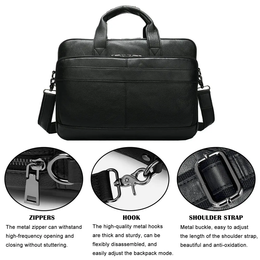Мужской кожаный портфель DEHAI деловая дорожная сумка-мессенджер для ноутбука 15 6