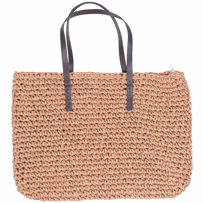 

ICON Hot Straw Bag Women Handbag Bohemia Beach Bags Handmade Wicker Summer Tote Bags Rattan Shoulder Bags(Brown)