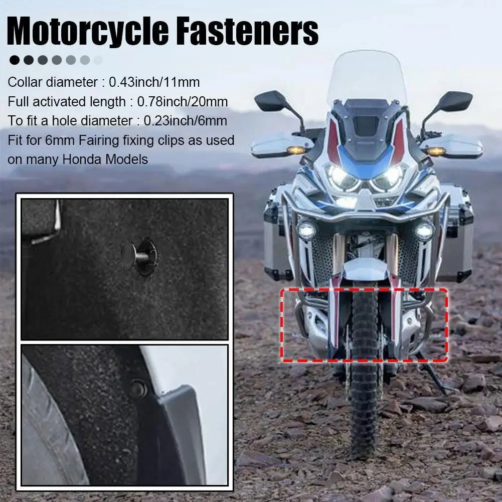 

10/20/30PCS 6mm Rivet Fairing Body Trim Panel Fastener Screw Black Clips For Honda Motorcycle Accessories Parts Wholesale T3P9