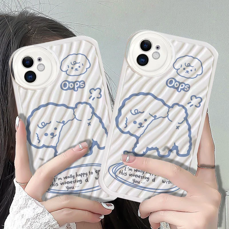 

Water Ripple Lovely Cartoon Dog Phone Case For iPhone 14 13 12 11 Pro Max Mini XS Max XR 7 Plus SE2022 SE3 Protection Back Cover