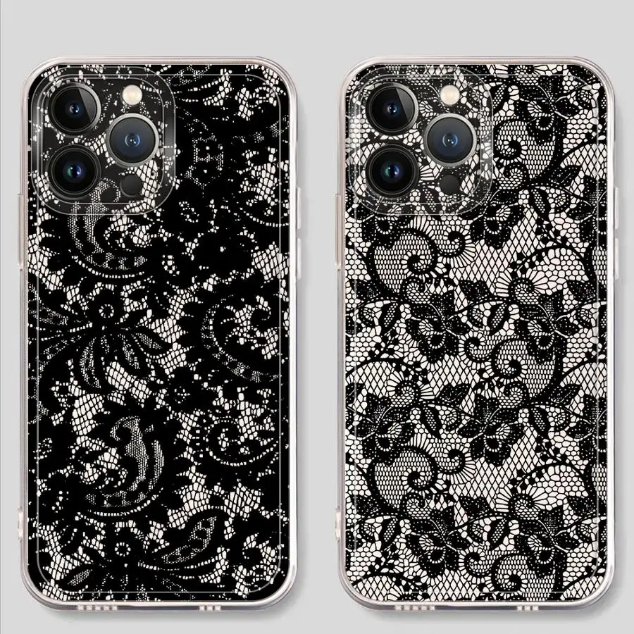 Фото Чехол для iPhone 17 Pro Max 11 Air 14 Plus 15 7 8 XS Max XR 12 Mini 13 Pro 16, мягкий чехол для телефона, сексуальное кружево №1