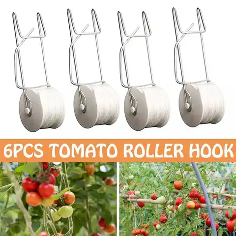 6 шт., лоза, томатная шпалера, роликовый крюк для выращивания, комплект поддержки для шпалеры, термостойкие садовые аксессуары, поддержка теп...