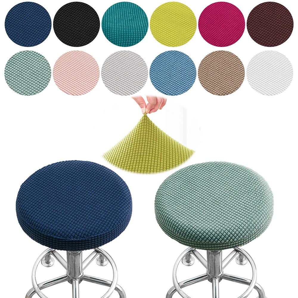 

Thickened Round Chair Cover Bar Stool Cover Seat Chair Slipcover Elastic Stretchable Polyester Round Washable Stool Cushion Home