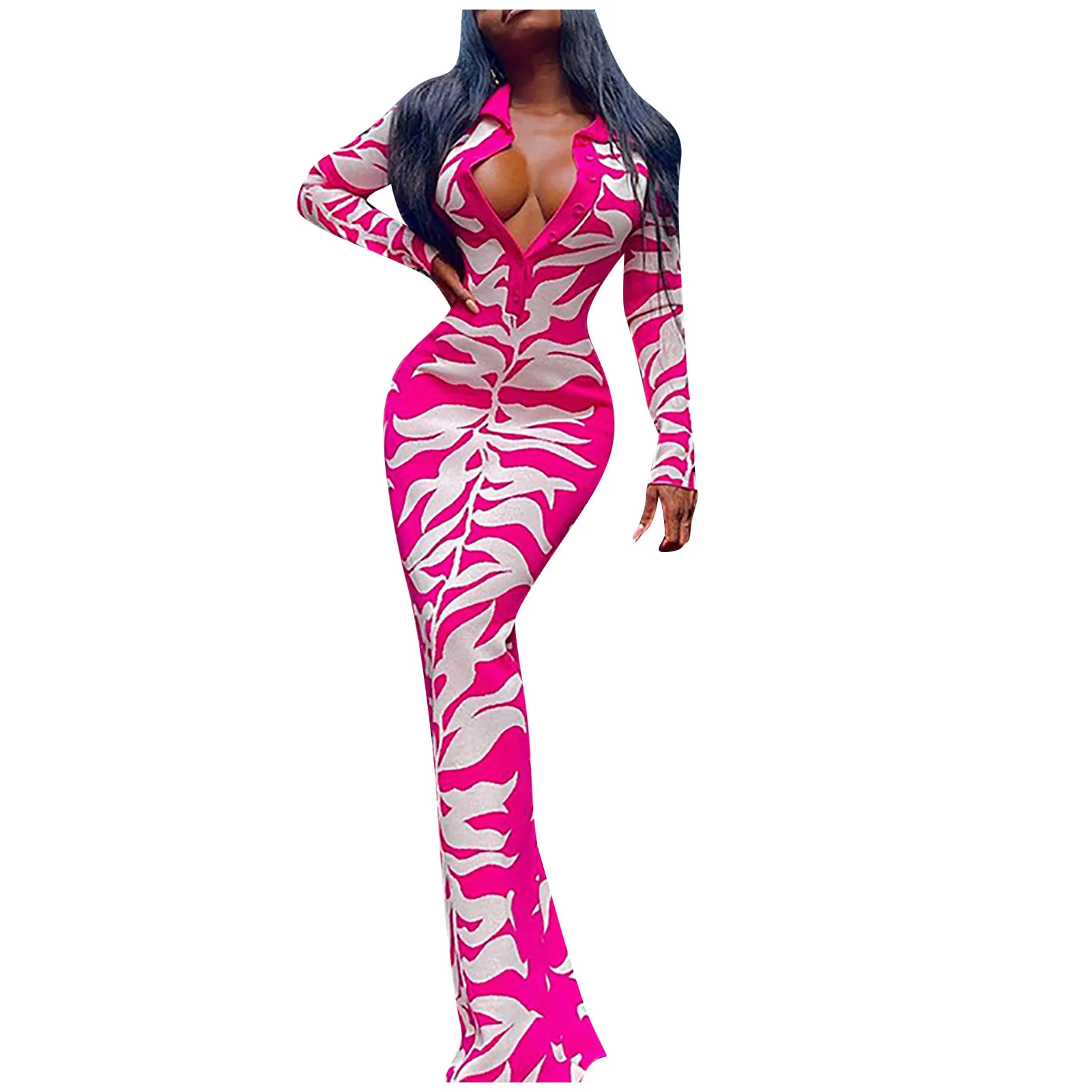 

ISHOWTIENDA Women's Dress Shoulder Printed Sexy Off Buttock V-Neck Irregular Sling Pleated Dress Maxi Dress for Women