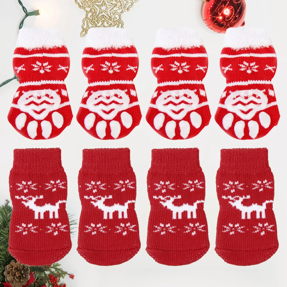 

Socks Pet Christmasdognon Cotton Themedpets Warm Hardwood Floors Gripper Cats Booties Supplies Grips