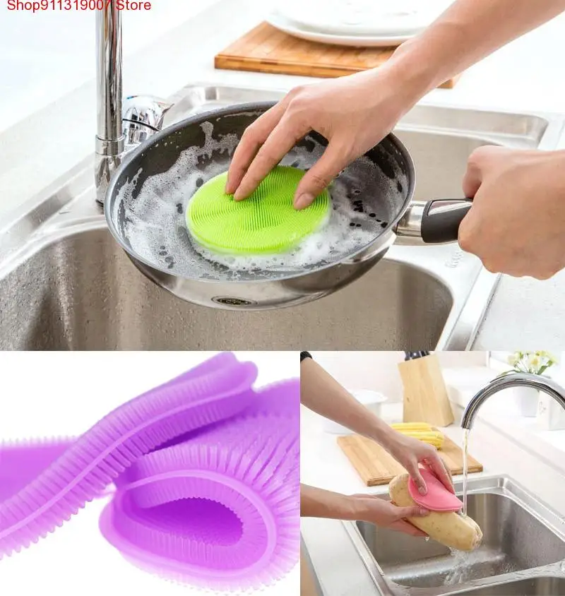 

Multifunctional Silicone Brush Kitchen Dishwashing Sourcing Pad Decontamination Pot and Bowl Cleaning Brush Anti Hot Table Mat