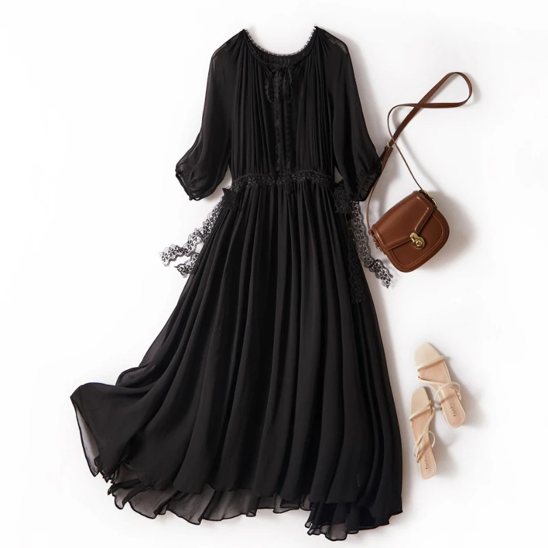 Summer Dress Women 2022 Black Dress Slim Maxi Dresses for Women Clothing Elegant Dresses Fashion Mulberry Silk Vestidos De Mujer