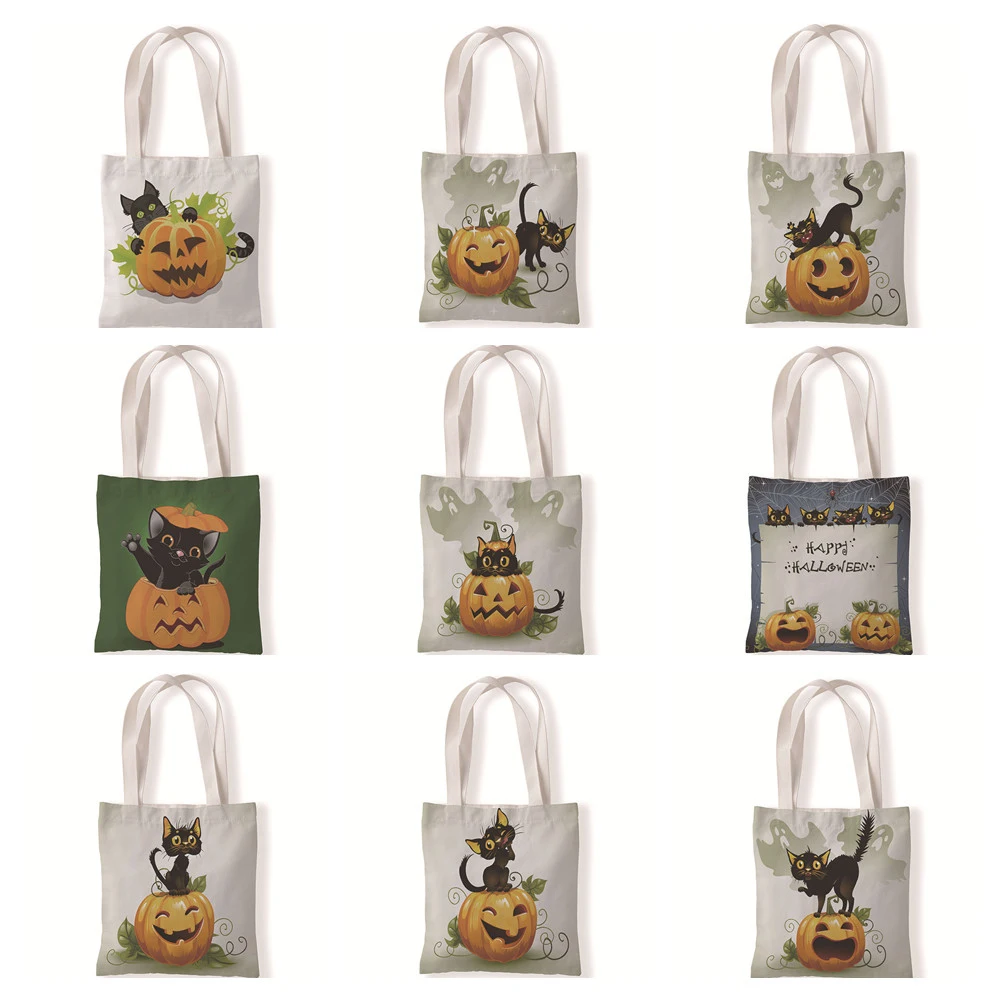 

Black Bat Ghost Casual Halloween Pumpkin Handbag Ladies Shopping Bags Women for Travel Large Capability Tote Bag Gift