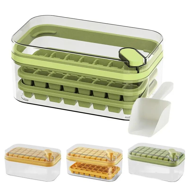 

Формы для льда, 64 шт., лоток для льда с крышками, квадратный лоток для льда с корзиной, кубические лотки для морозильной камеры, для напитков, ...