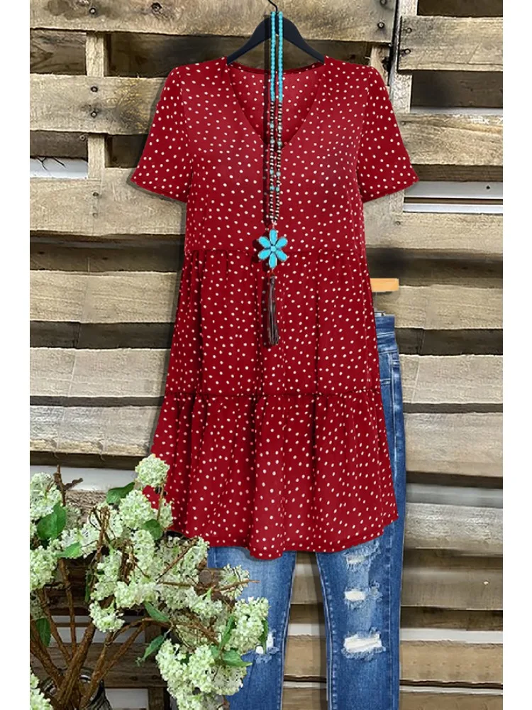 

Женское Плиссированное мини-платье с V-образным вырезом, V-образным вырезом и оборками