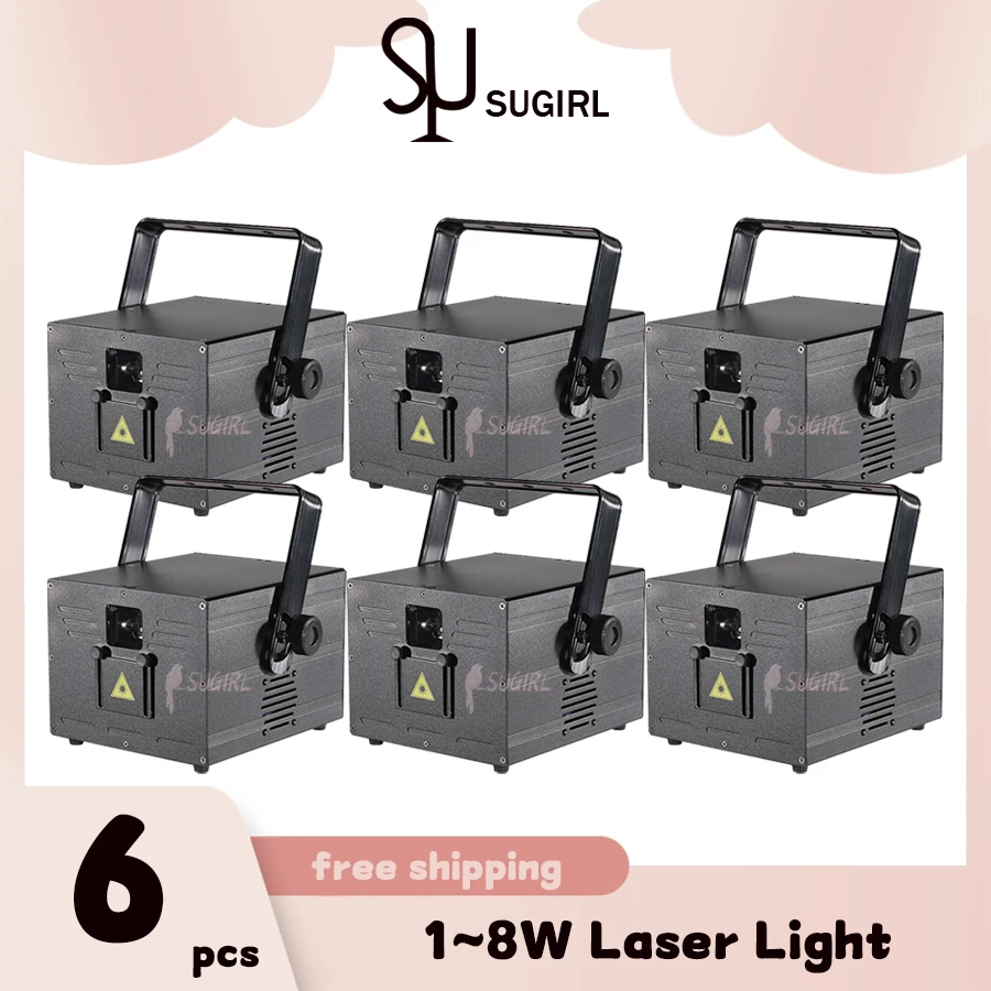 0 налог 6 шт. новый лазерный прожектор 1/2/3/4/5/8 Вт для сцены музыки RGB анимации