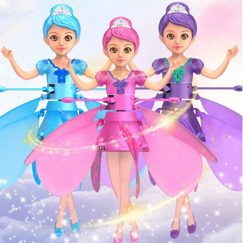 Creative Princess Fairy Toys Dancers Doll Electric Flying Toys Mini Hand Suspension Toys RC Helicopter Children Christmas Gifts