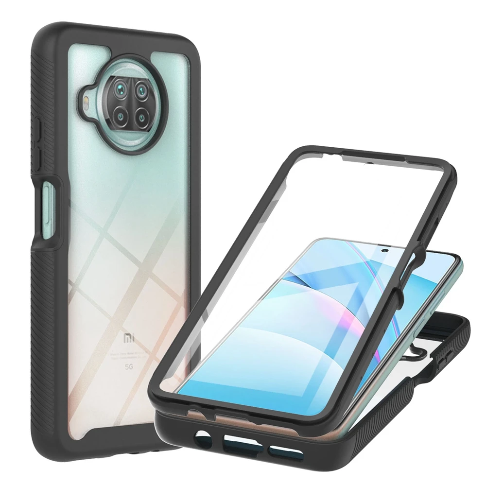 

Чехол для телефона Xiaomi Mi 10T Pro, чехол с полной защитой 360 градусов, чехол для Xiaomi Mi 10T Lite, роскошный бампер, прозрачный чехол, стеклянная пленка ...