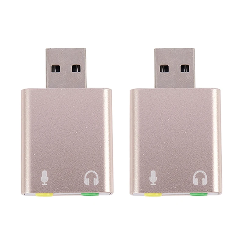 

2X USB Sound Card 7.1 External USB To Jack 3.5Mm Headphone Adapter Stereo Audio Mic Sound Card For Pc Computer Laptop