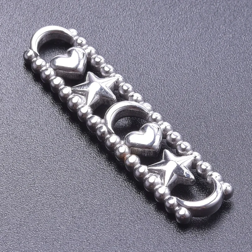 3pcs 45x10mm stainless steel Connector Moon Star Charms For Jewelry Making Bracelet Accessories DIY Handmade
