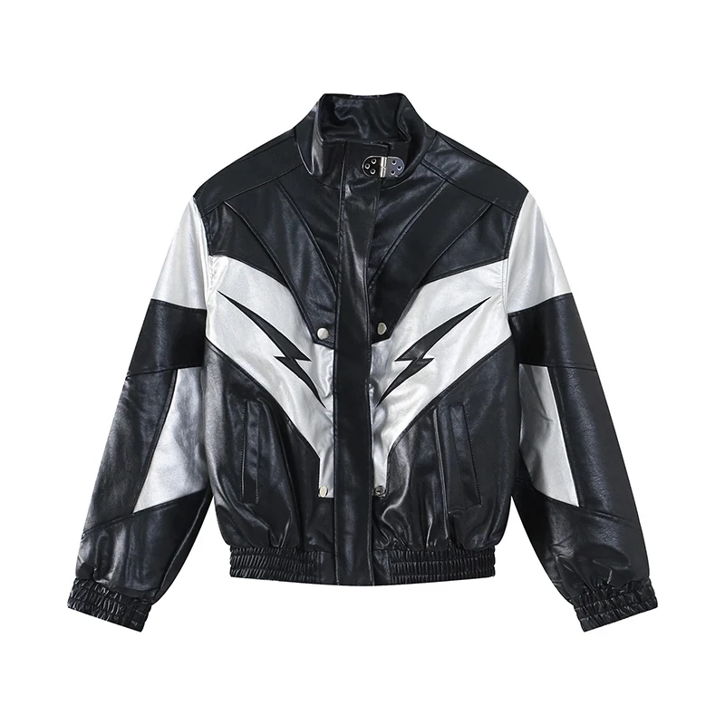 New Varsity Jacket Pu Leather Bomber Jacket Men's Women's Coats Stand-up Collar Streetwear Casual Autumn Winter Jacket Fashion