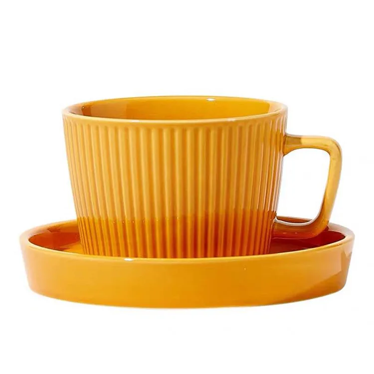 

European Style Coffee Cups and Saucer Ceramic Set Creative Exquisite Afternoon Tea Ceramic Cup Breakfast Milk Mug and Saucer Set