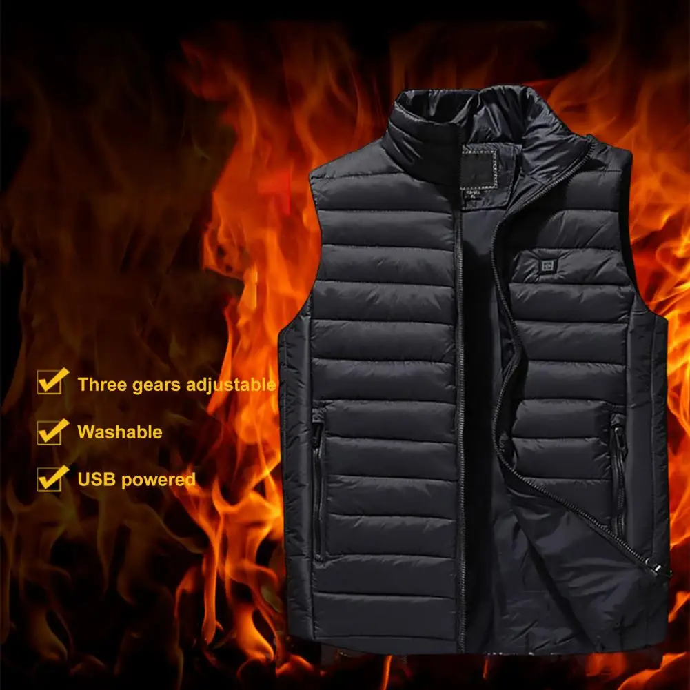 Stylish Windproof Cotton Padded USB Heating Vest Thermal Vest Coldproof Washable