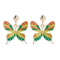 luxhoney fashion cute design gold plated butterfly shape metallic drop earring for women girls with in party colored enamel