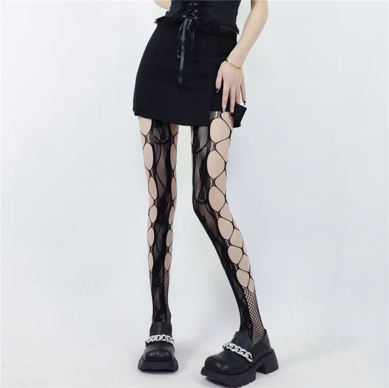 

Новые сексуальные колготки, Женские Модные ажурные чулки в сеточку, весна-лето-осень, черные белые тонкие цветочные женские колготки