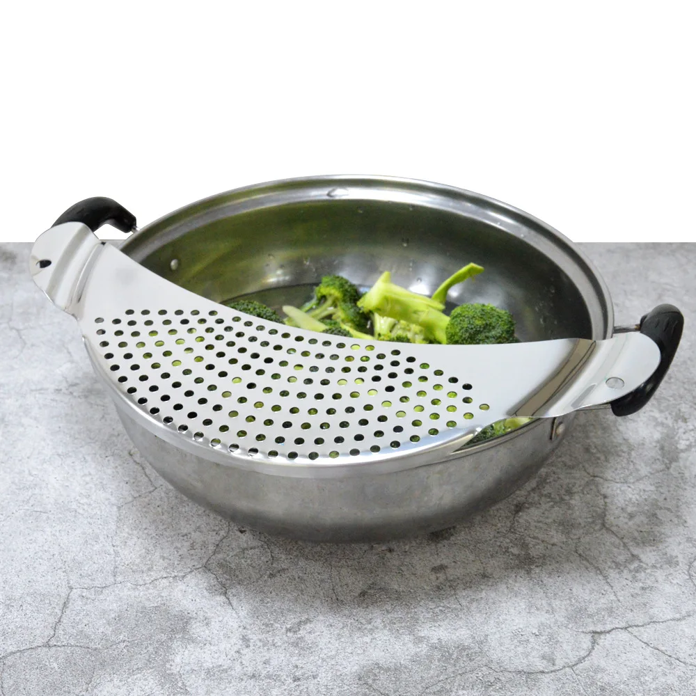 

Pot Strainer Pan Drainer for Home Kitchen Easy Draining Pot Strainer Stainless Steel Pasta Spaghetti Practical Draining Tool