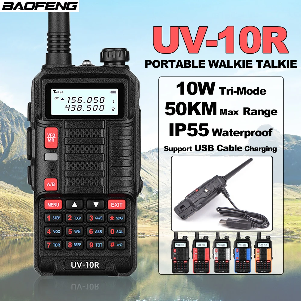 BAOFENG UV-10R рация 10 Вт трехрежимная мощная двухдиапазонная двусторонняя