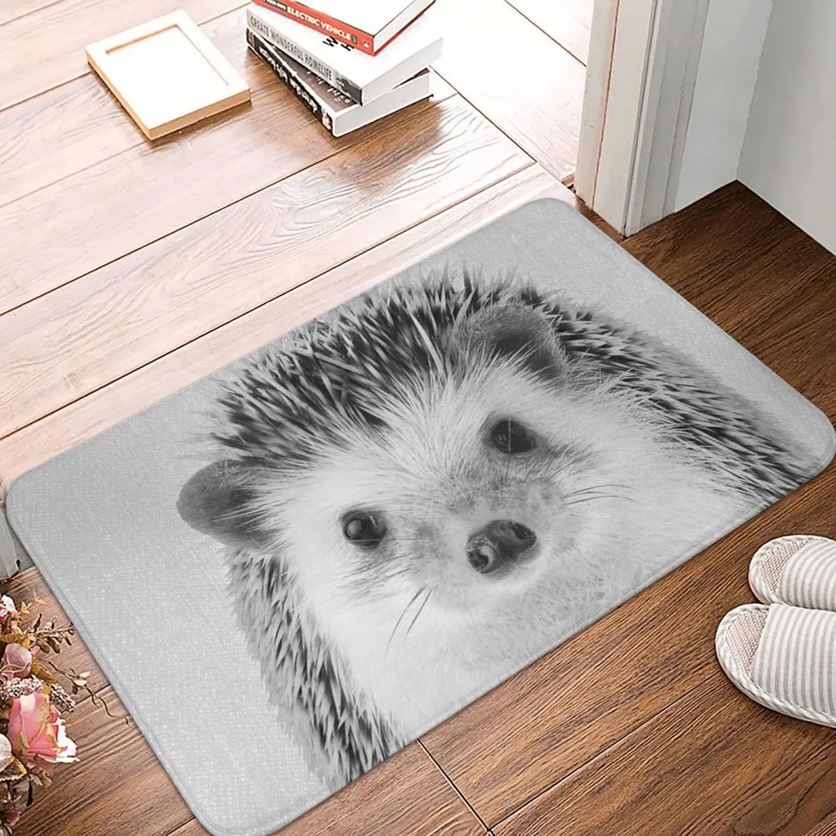 Дверной коврик еж черный белый Декор 3D ковер для ванной нескользящий вход