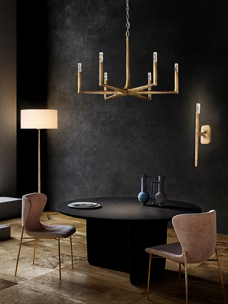 Старые Дерево 18-го века Ретро Американский Медь Crysta Латунь Светодиодная Люстра