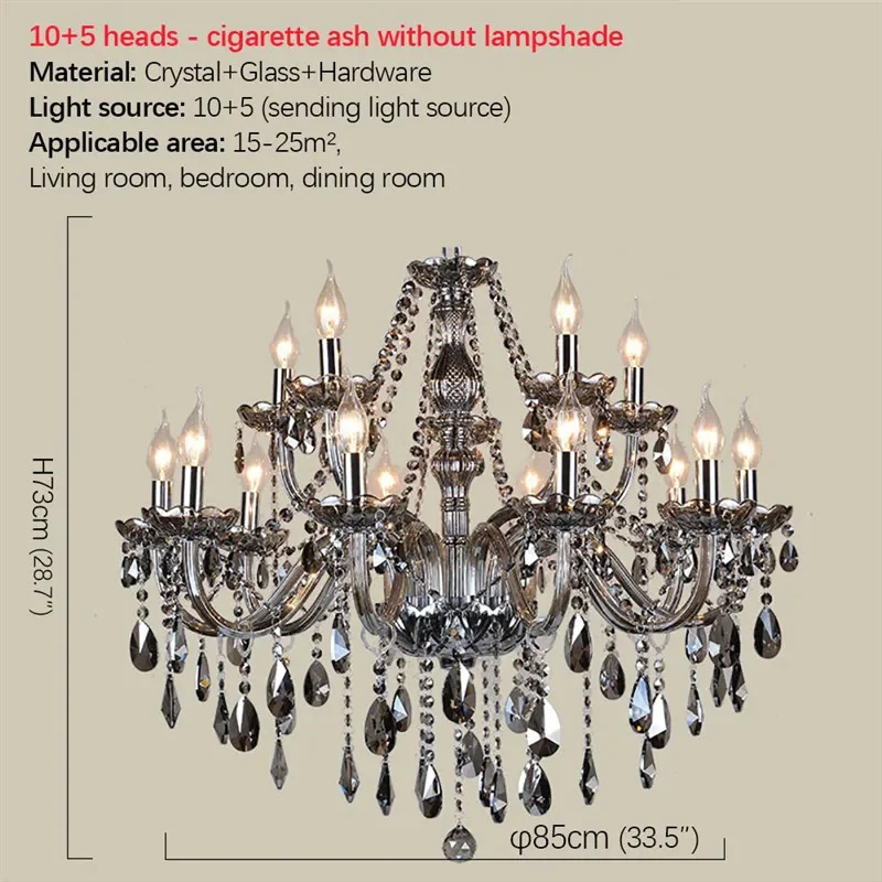 ABEL Европейский Роскошный Хрустальный Подвесной Светильник Дымчато-Серый