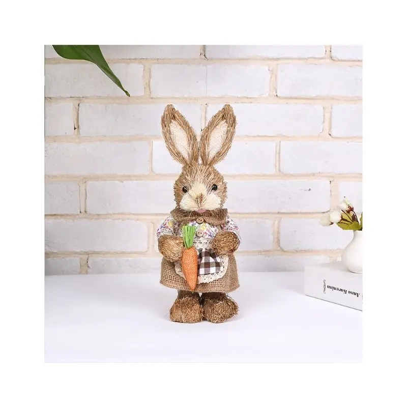 

Cute Straw Rabbit Bunny Easter Decorations Holiday Home Garden Wedding Ornament