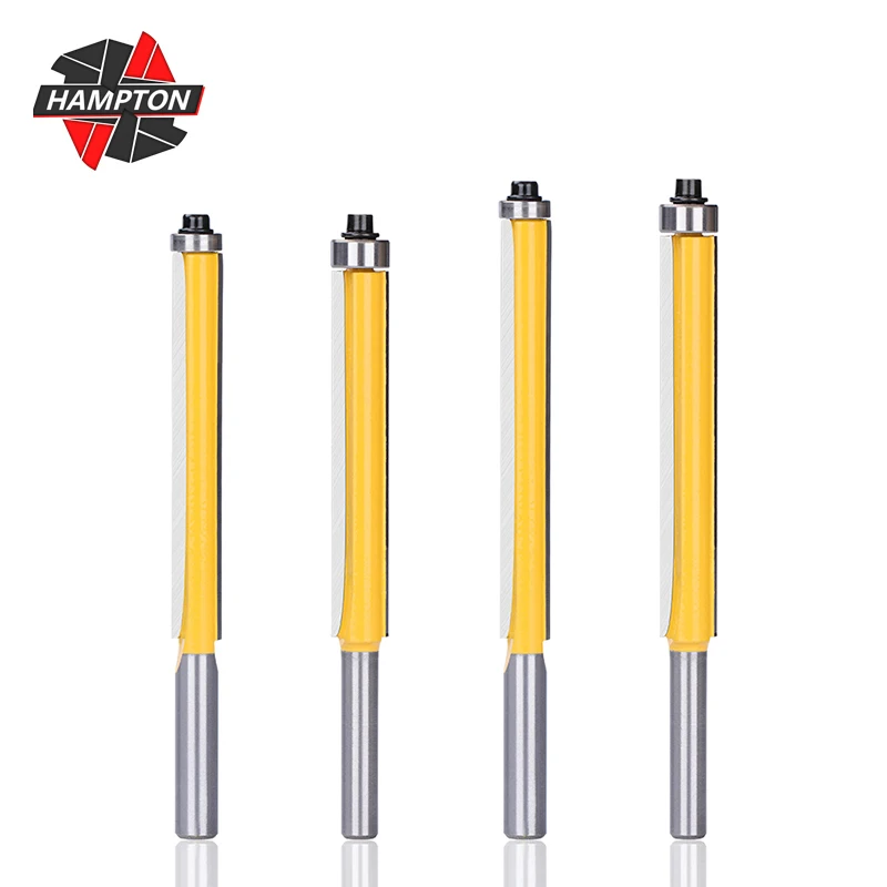 

8mm Shank Tenon Cutter Set 1/2" Dia Flush Trim Straight Router Bit with Bearing End Milling Cutter For Woodworking 1pc-4pcs