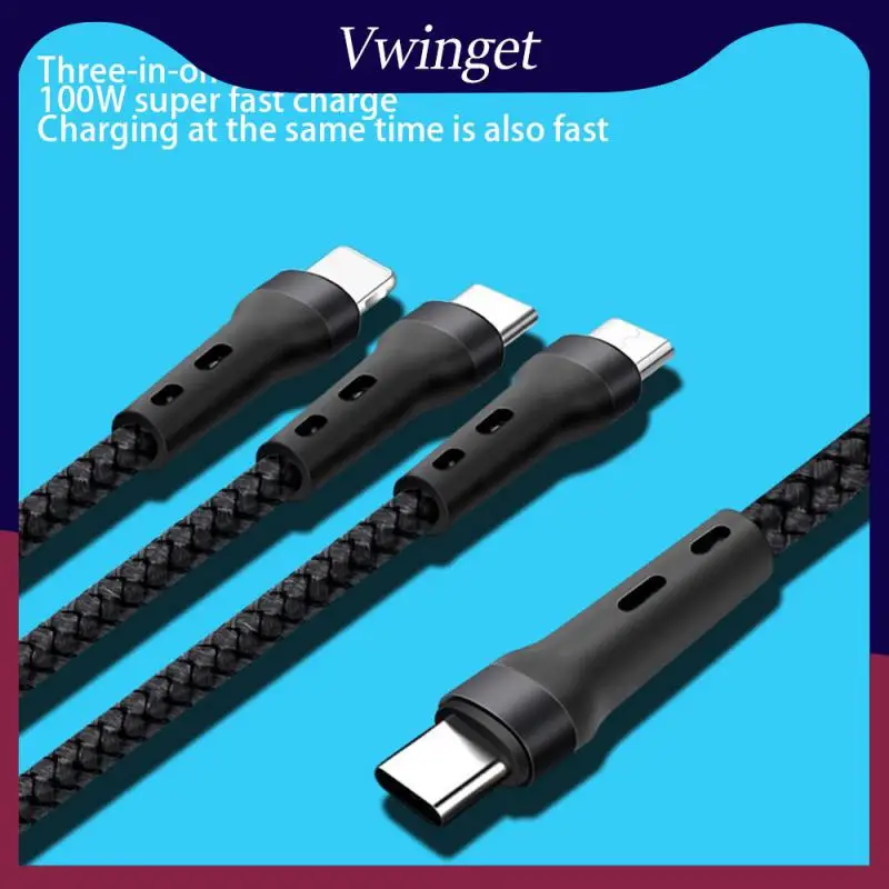 

Reinforced Joint Weaving Speed Up Charging Fast Charging Cable One Line And Three Uses Safe Charging Data Line Safe And Durable