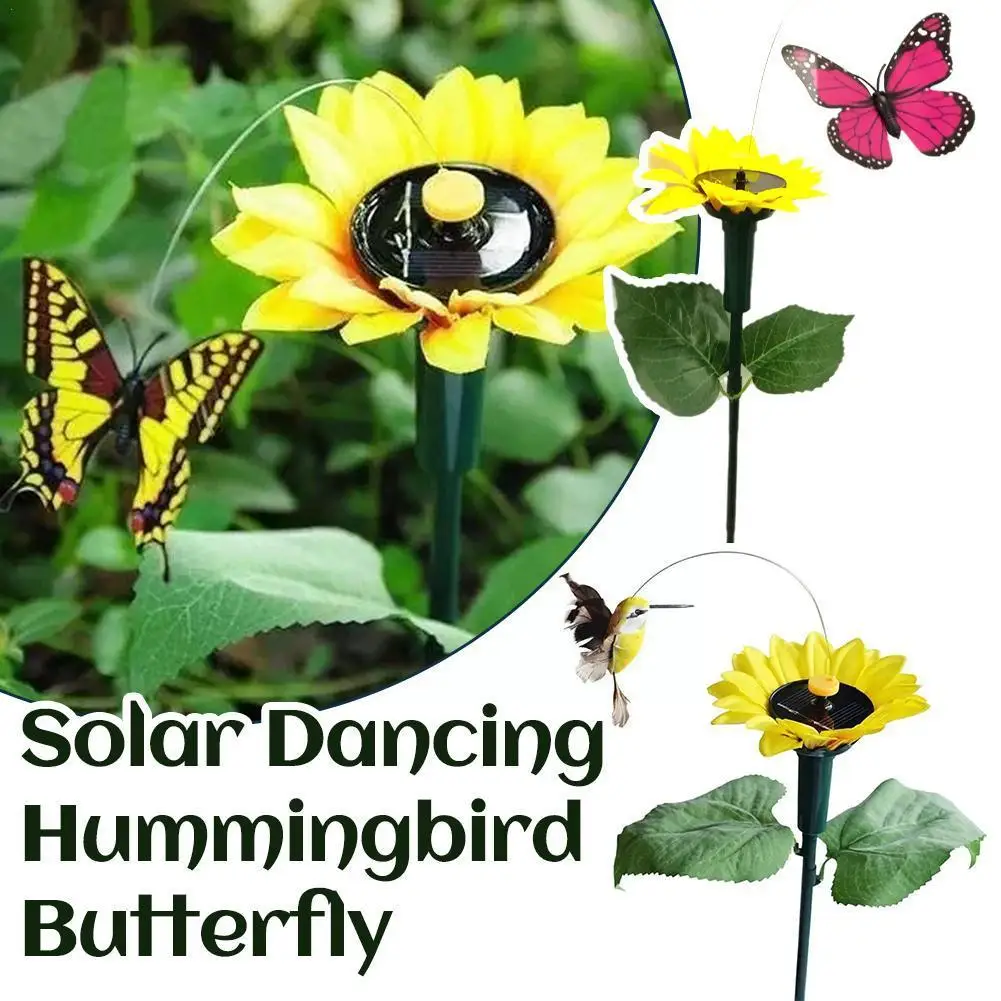 

Танцующие Летающие бабочки на солнечной батарее, летающие цветы для сада, двора, газона, двора, украшение для колышка, колибри, растения Ornam N1L3
