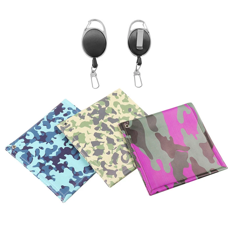 Mini With Retractable Keychain Buckle Pu Waterproof Material Surface Golf Ball Club Head Cleaner