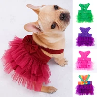 pet dog princess dresses bow knot dress pet tutu skirt breathable gauze skirt for small medium cat dog suspender skirt