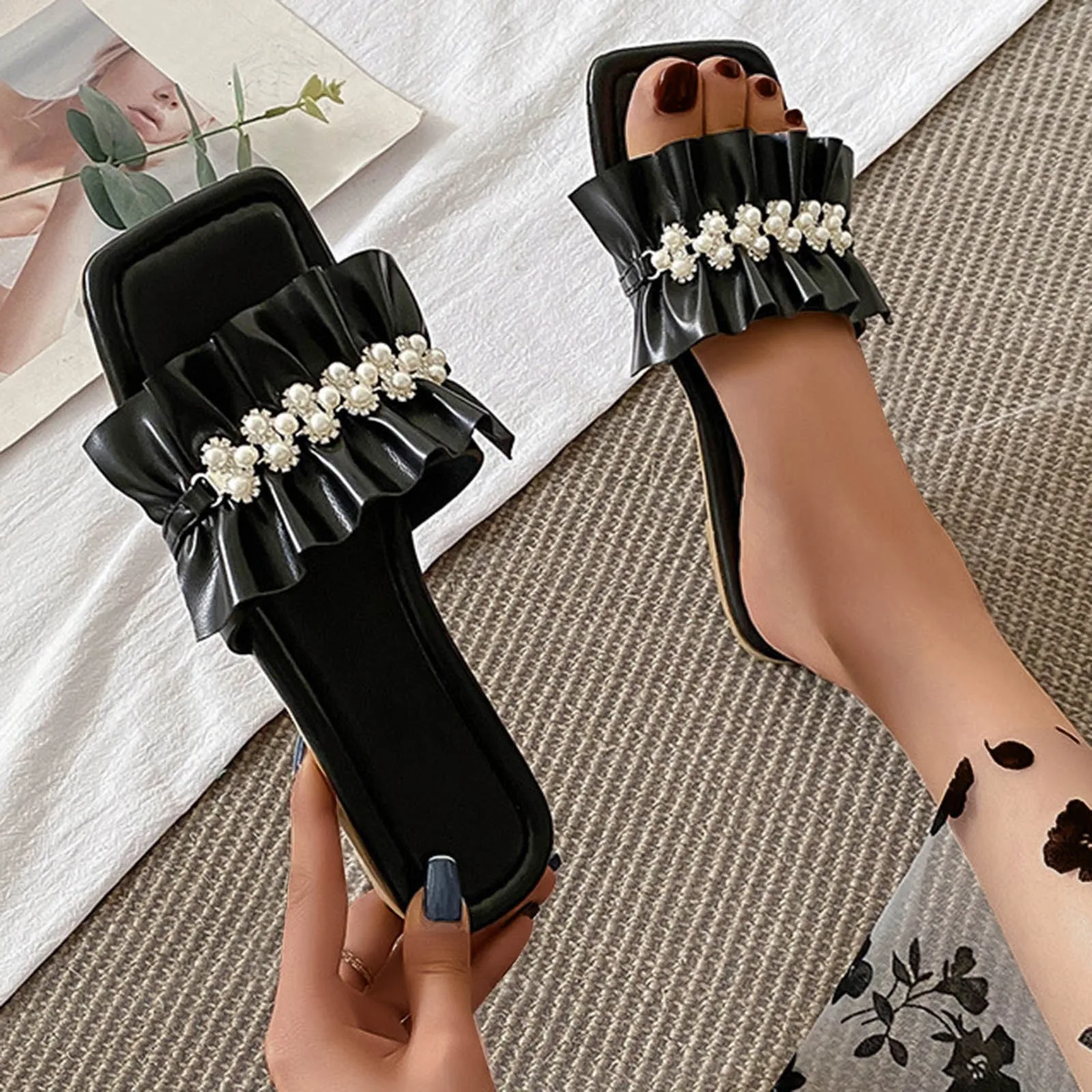 

Женские туфли на плоской подошве, повседневные Нескользящие шлепанцы, модель 2022 года