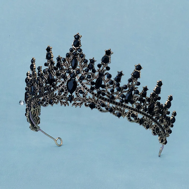 Женская Корона из черного барокко с кристаллами классические украшения для