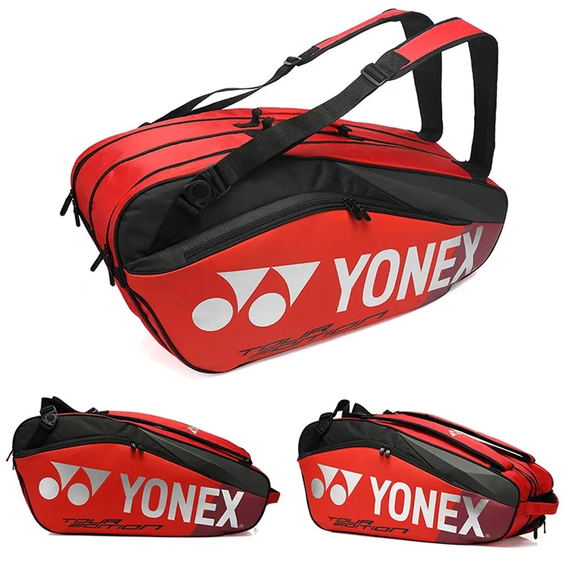 YONEX Tour Edition PU Large Tennis Bag With Shoes Compartment For Women Men Waterproof Max For 8 Rackets Badminton Racquet Bag