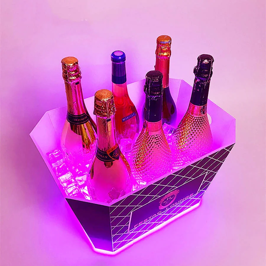 Подгоняемое искусственное ведро для льда освещение шампанского напитков