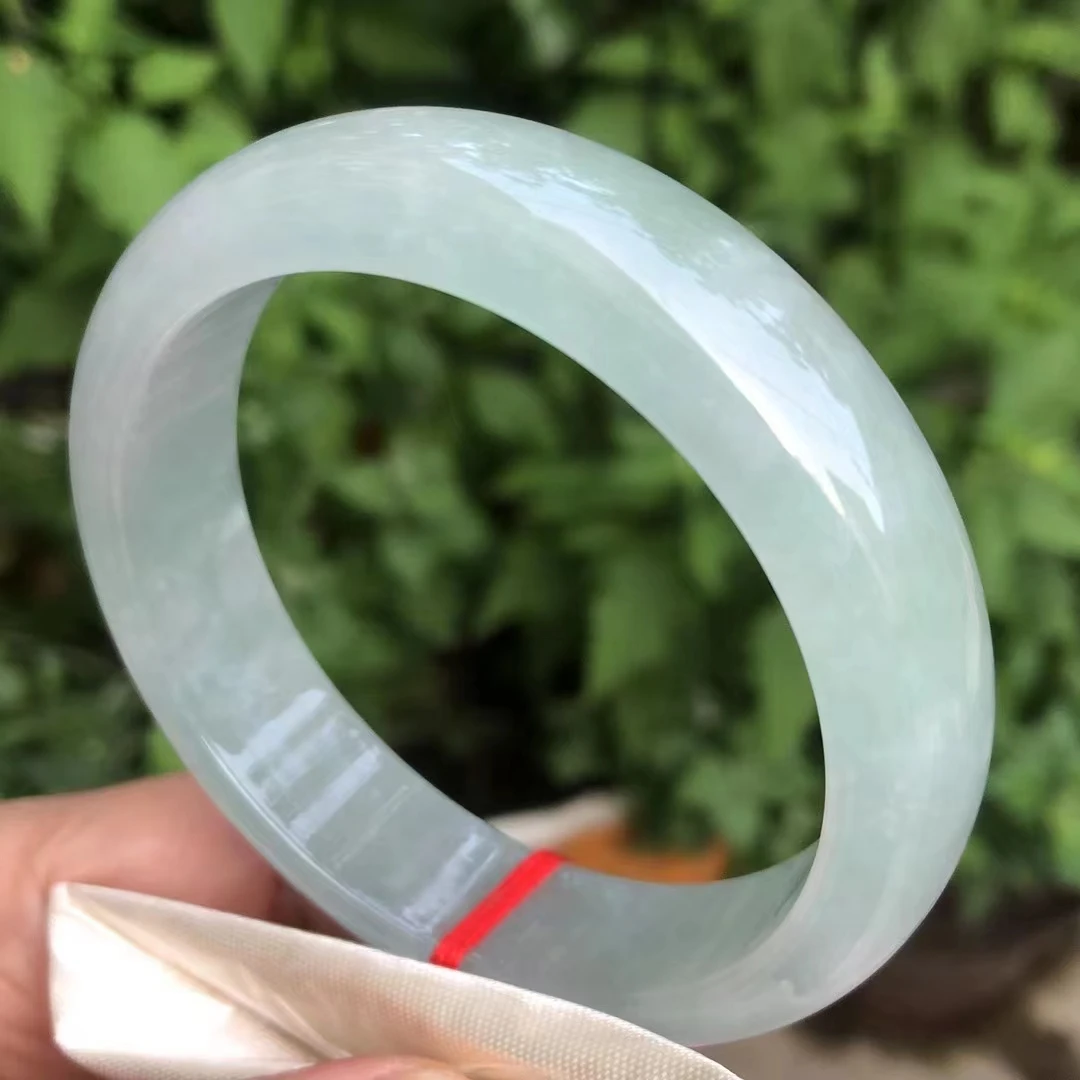 

Natural Myanmar jadeite bangle flat bar real jadeite bangle natural green jade stone for woman temperament bracelets 59mm 256