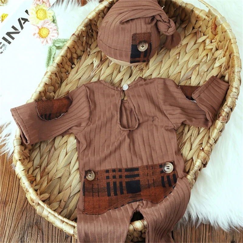 

Newborn Photo Props Outfit Baby Boys Girls Photography Costume Long Sleeve Romper Hat set Baby Clothes with Hat Gift