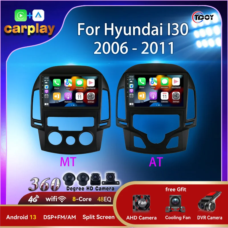 Мультимедийное автомобильное радио Android 14 для Hyundai I30 2006-2011 авторадио Carplay Auto