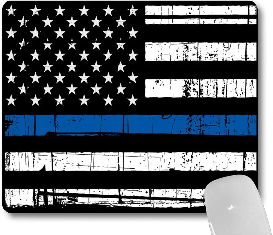 

Vintage Weathered Thin Blue Line US Flag Mouse Pad Flag 9.7X7.9 Inch Non-slip Rubber Mouse Pads for Computer Office Laptop