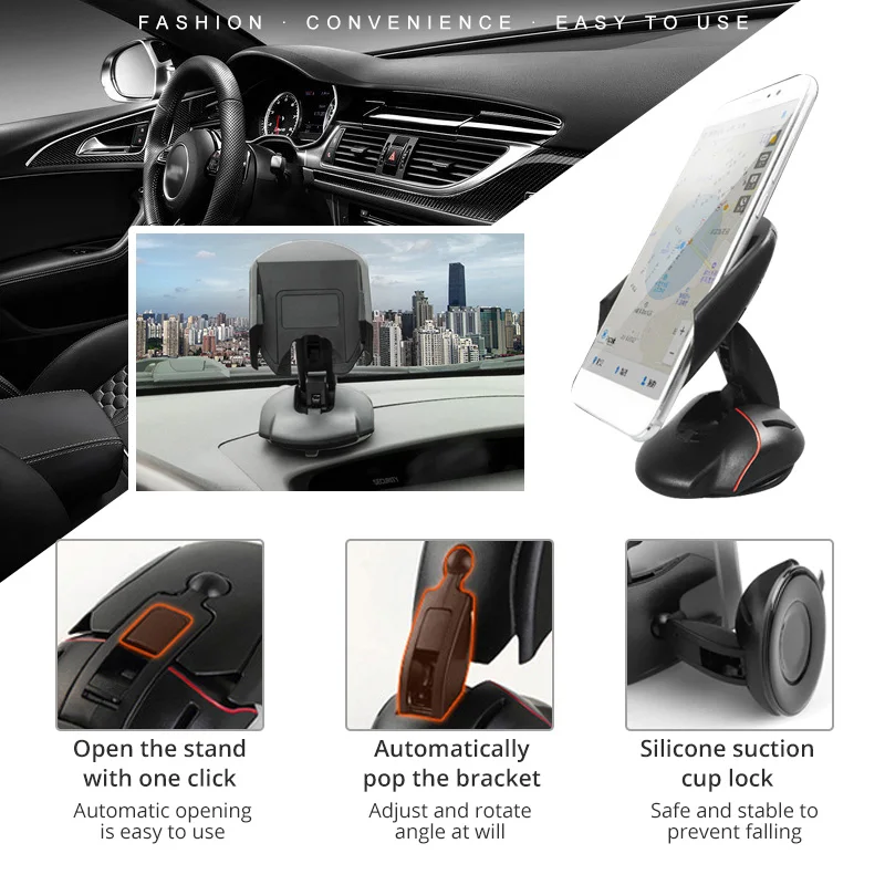 multifunctional car mobile phone holder 360 rotating mouse creative suction cup bracket mobile phone car folding holder bracket free global shipping