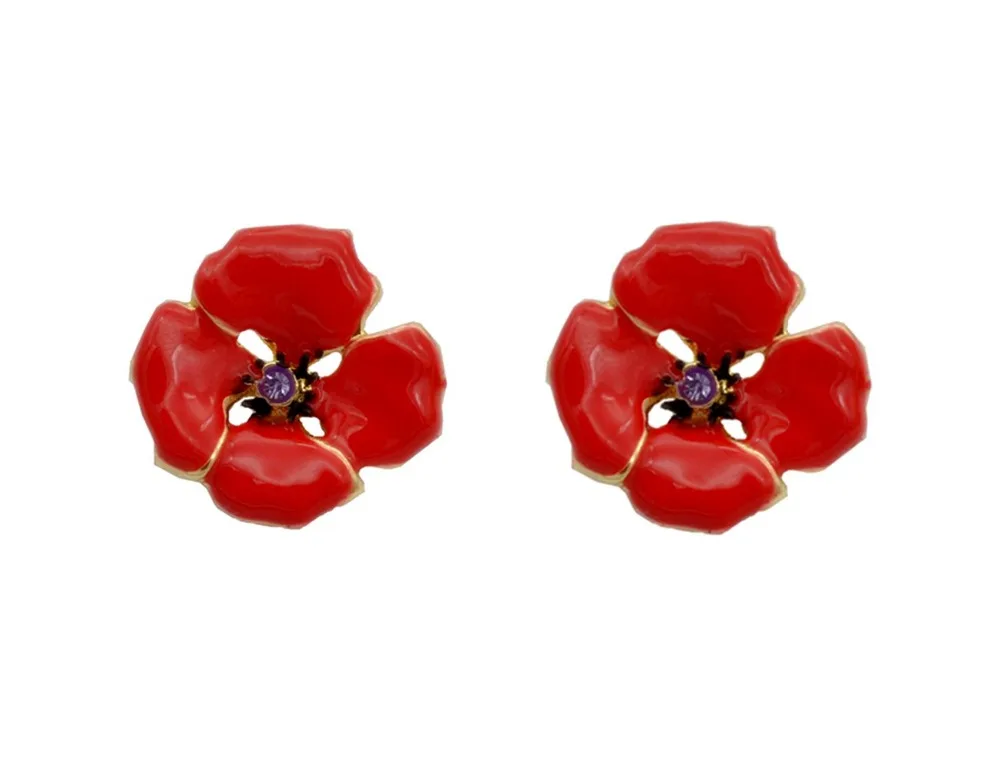 

Винтажные серебряные серьги с красным цветком мака, ювелирные изделия, подарки для женщин