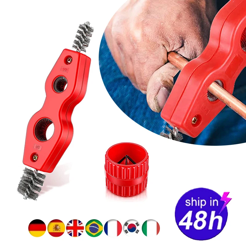 

2Pc Copper Pipe Cleaner and Reamer Set Inner-Outer Reamer Pipe Tube Deburring Reamer Tubing Chamfer Tool for PVC PPR Copper Pipe