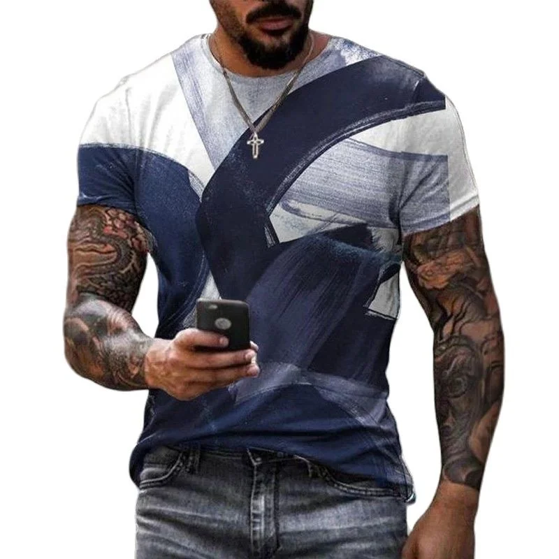 

Fashion Casual 3d Printed Summer Short Sleeve Irregular Graffiti Men's T-shirts Around Neck Loose Tops t Men's Clothes 6xl